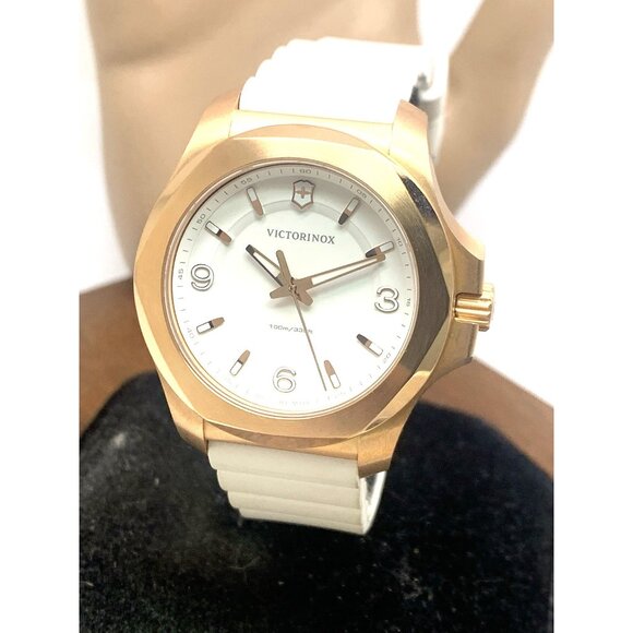 Victorinox Swiss Army Women's Watch 241954 INOX White Dial Quartz Rubber Band - Picture 1 of 14